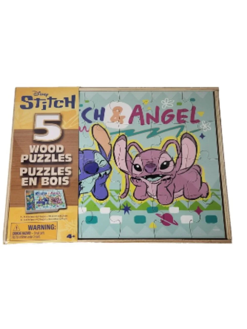 Disney Stitch 5 Wood Puzzles Set Angel Jigsaw Kids Ages 4+ New Sealed Toy